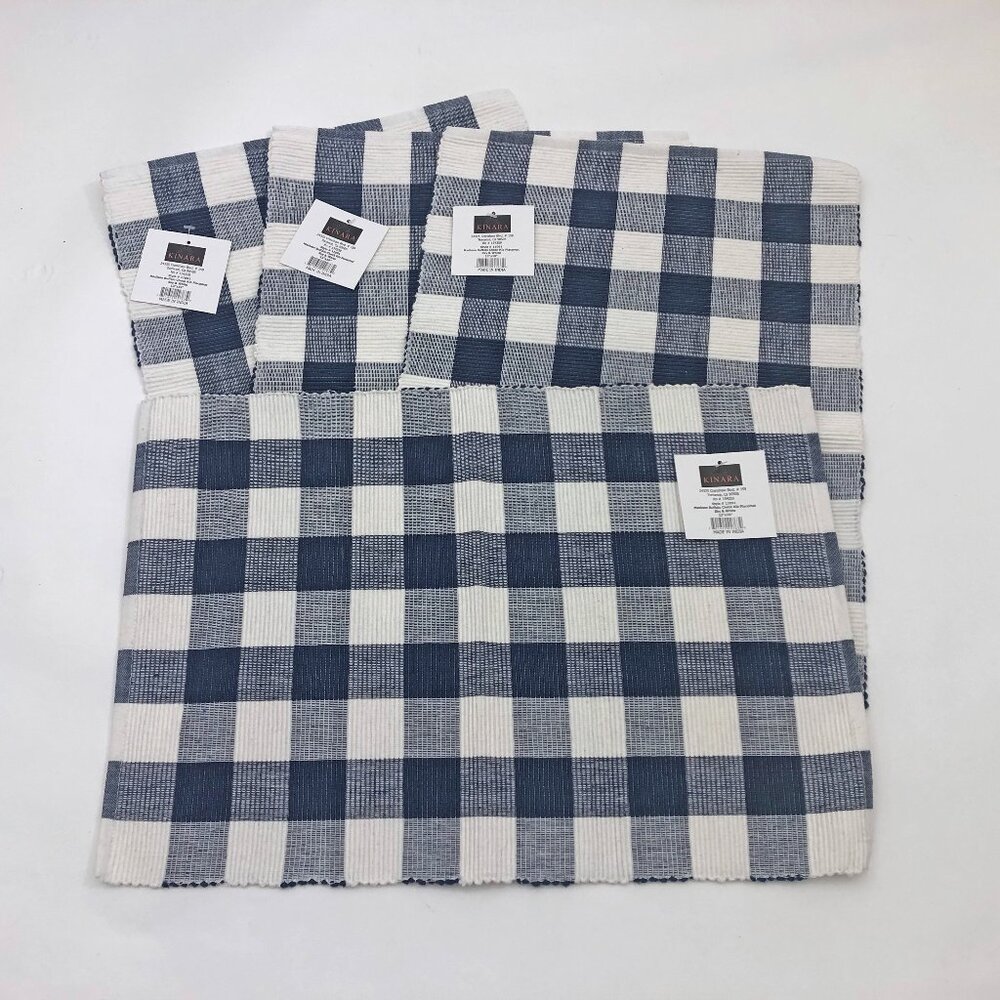Madison Buffalo Check Sky & White Place Mats Set 4 Aprox 13x18 inches